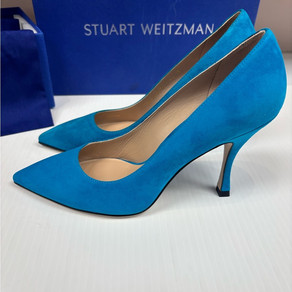 Stuart Weitzman Tippi 95 Oceanic Suede — Size 6.5